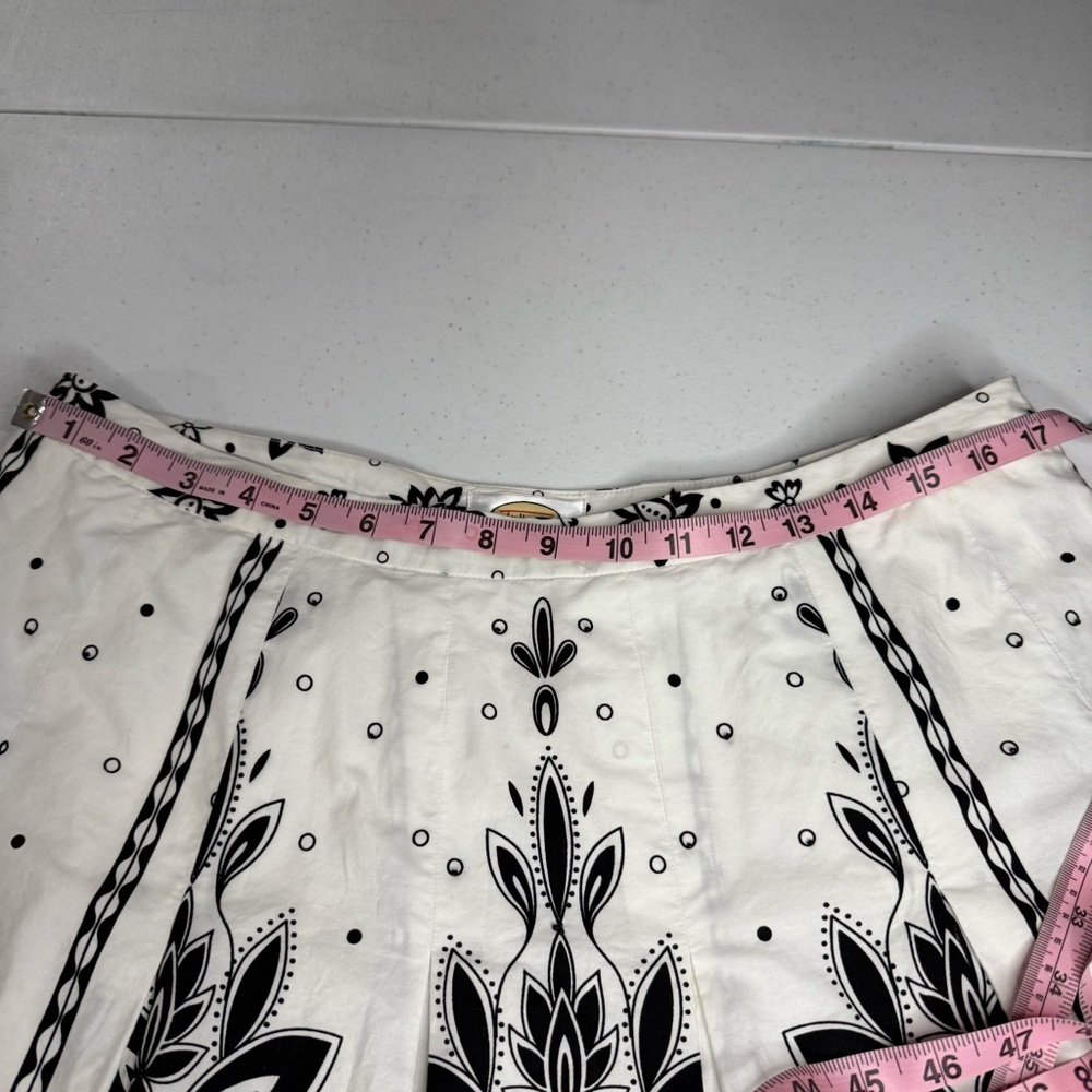 Talbots Paisley Print Skirt A-line Beaded Pleated White & Black Women’s Size 14 - Picture 6 of 9
